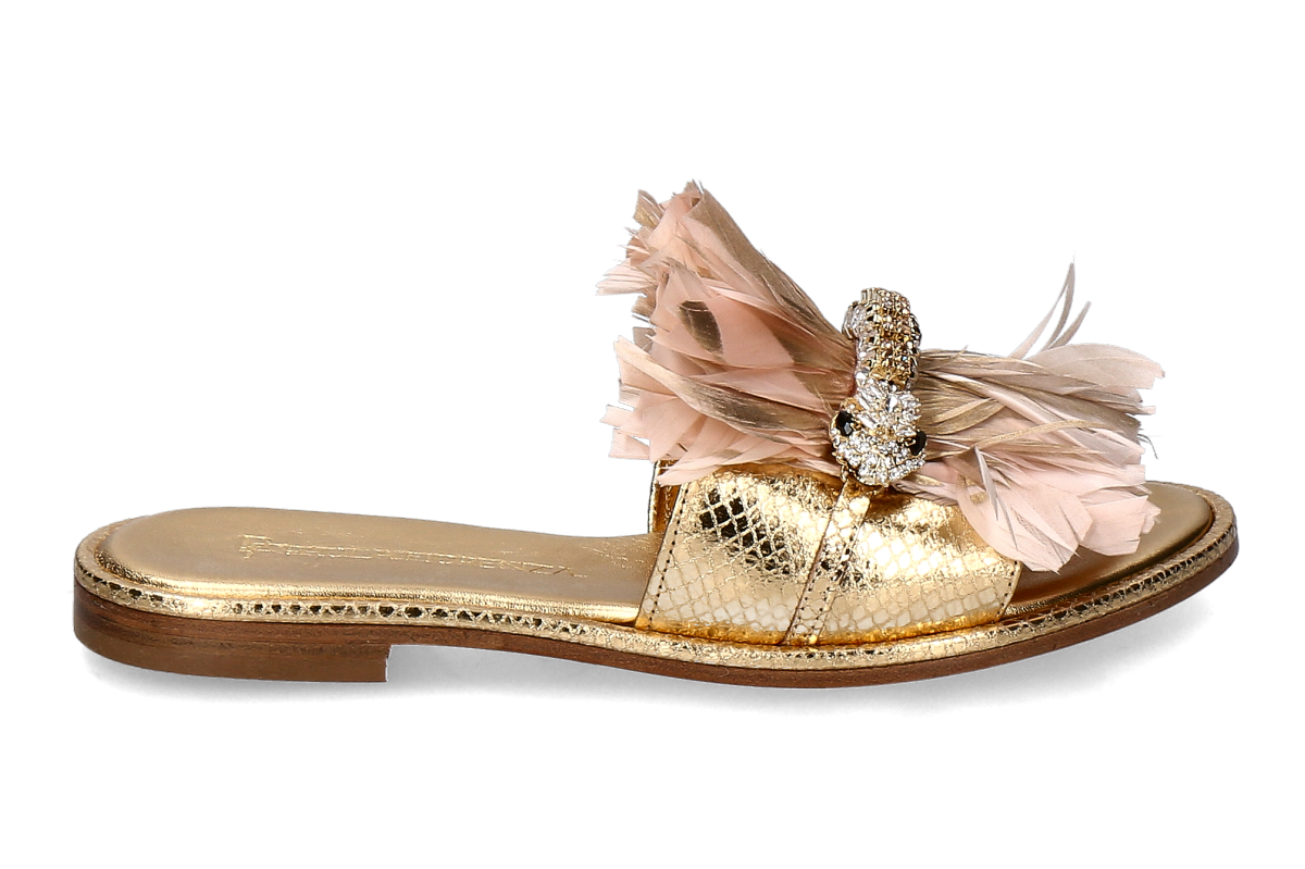 Paola Fiorenza Pantolette COBRA LAME LEGNO- gold