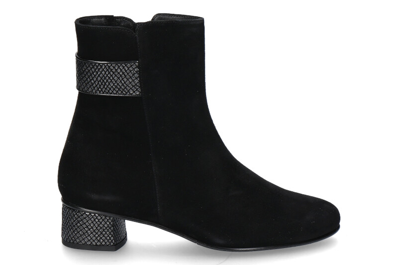 Hassia Stiefelette SIENA SAMTKID-LEDER- schwarz/multi