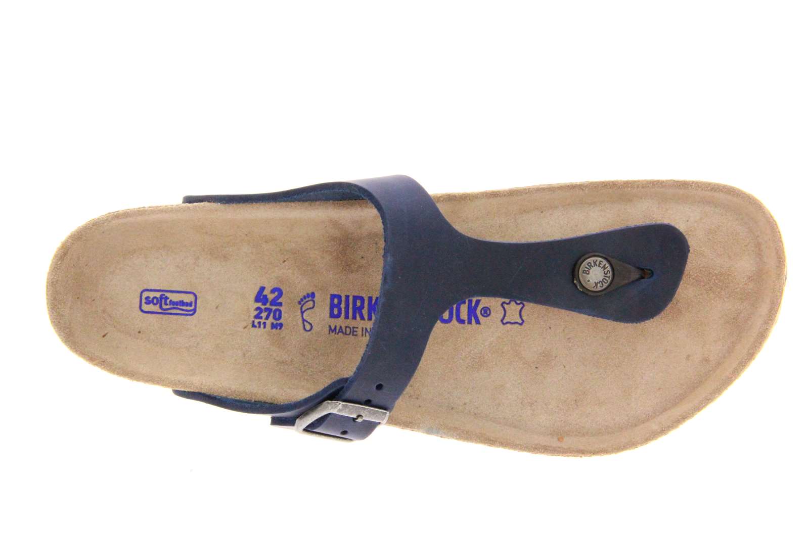 Birkenstock Pantolette GIZEH NORMAL NATURLEDER ANTIK DARKBLUE (43)