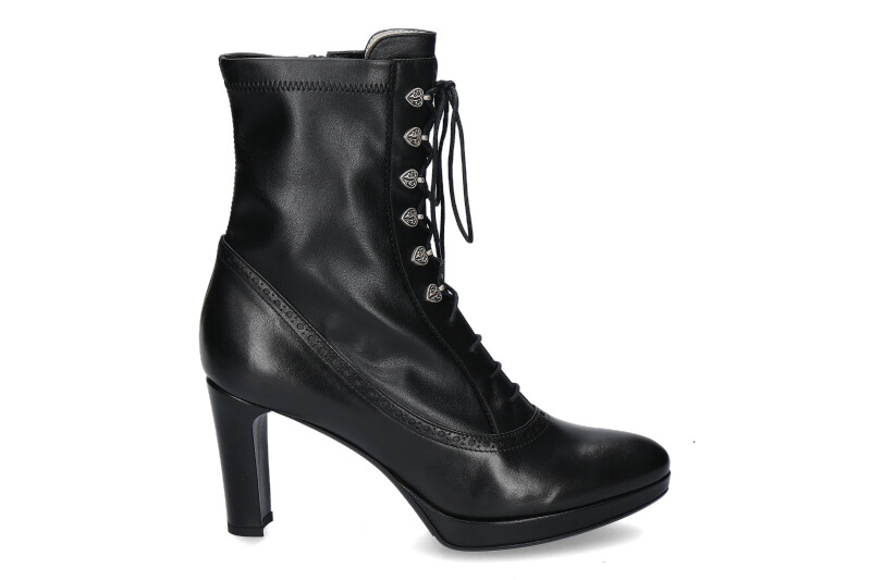 Dirndl + Bua Damen- Stiefelette ZIEGENNAPPA STRETCHLEDER- schwarz