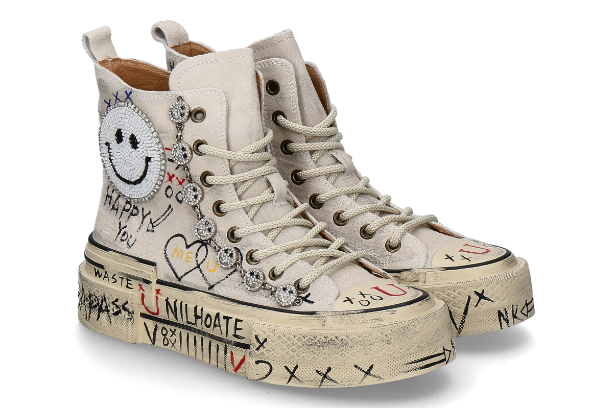 Nan-Ku Couture Mid-Cut Sneaker SMILEY SUEDE- beige