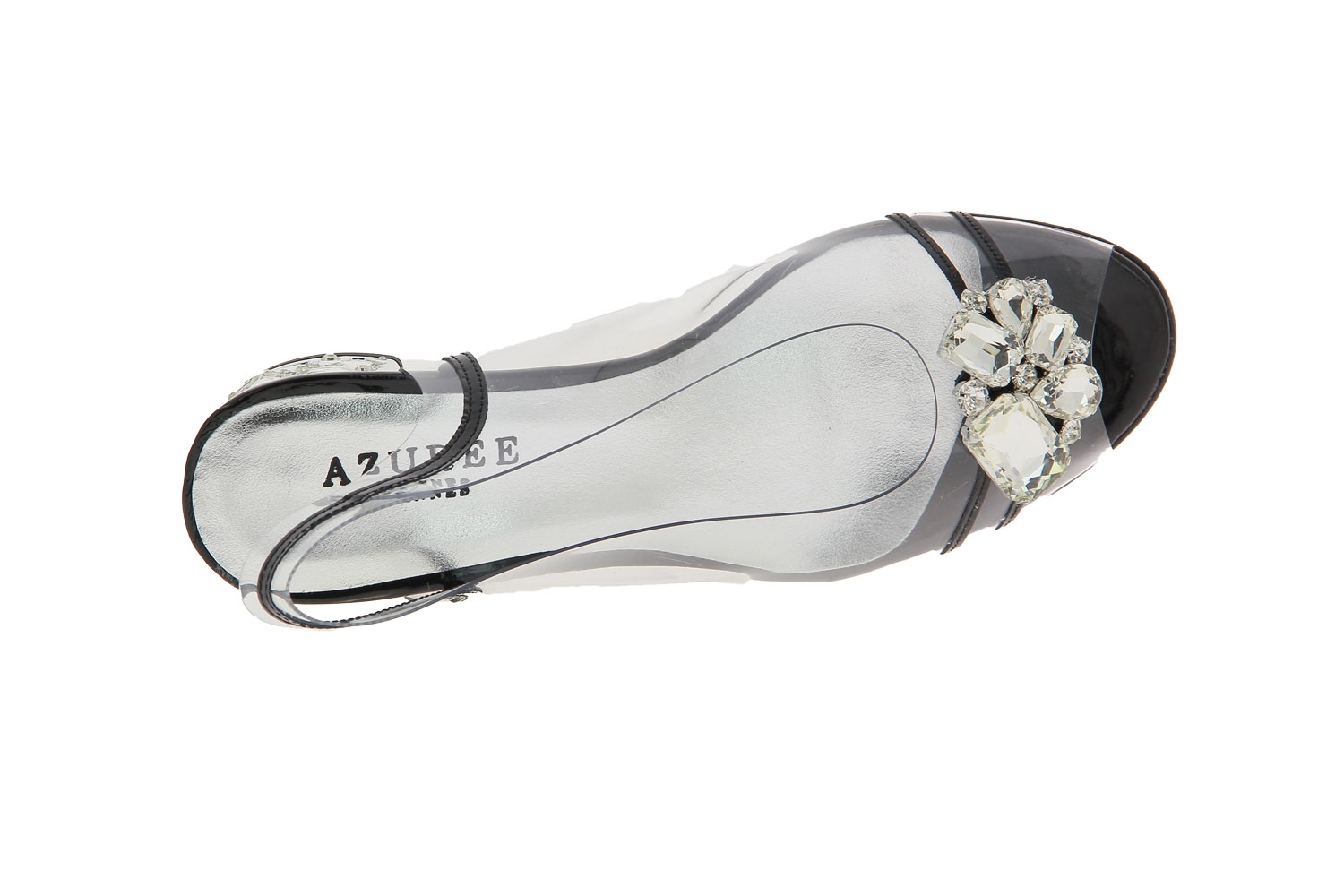 Azuree Cannes Sandale NULACO VERNIS NOIR MOTIF CRISTAL (37 )