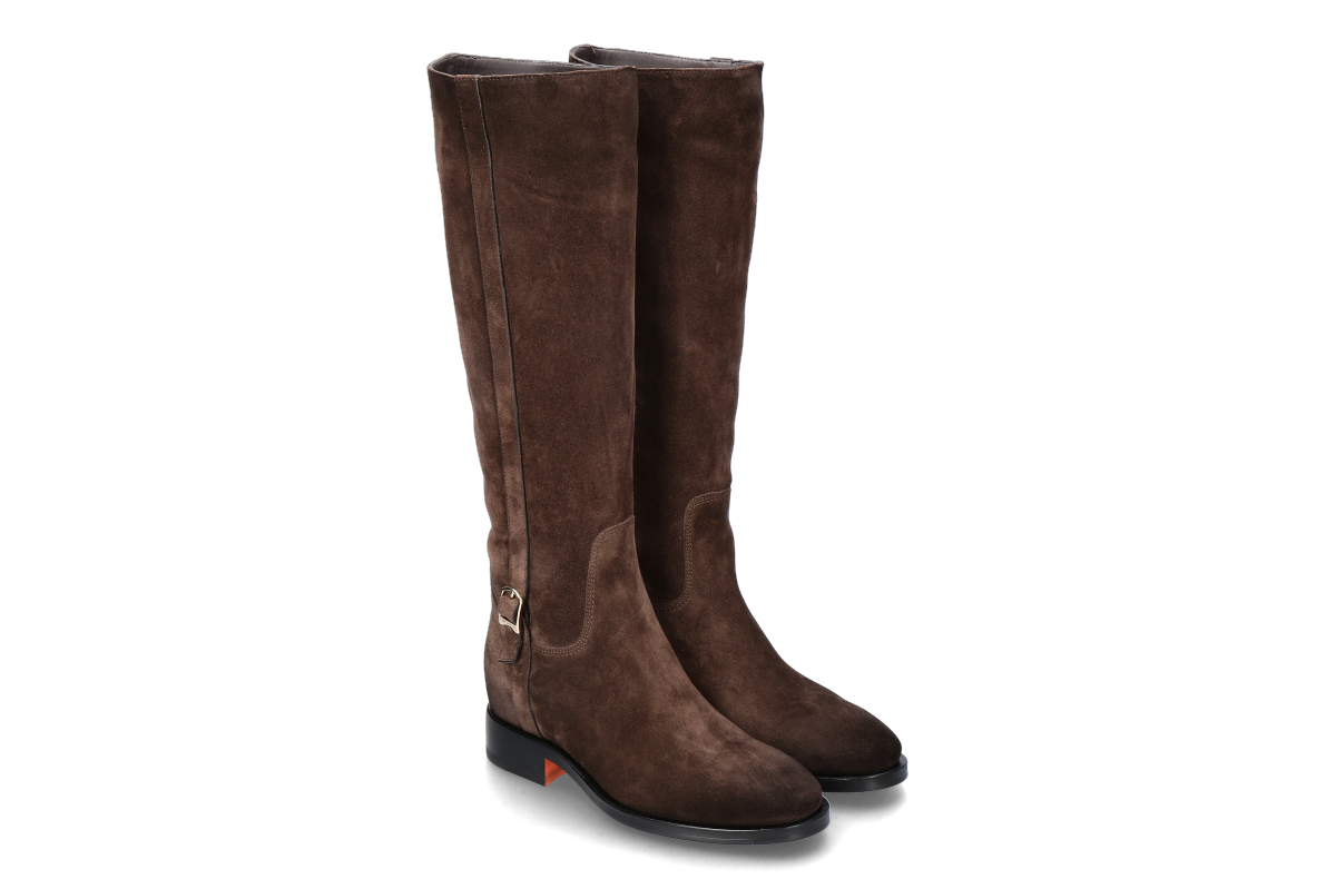 Santoni Damen- Reiterstiefel HERMIBO VELOURS- dark brown/ dunkelbraun