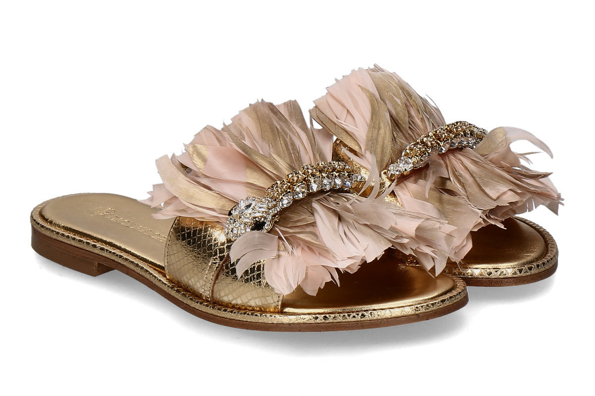 Paola Fiorenza Pantolette COBRA LAME LEGNO- gold