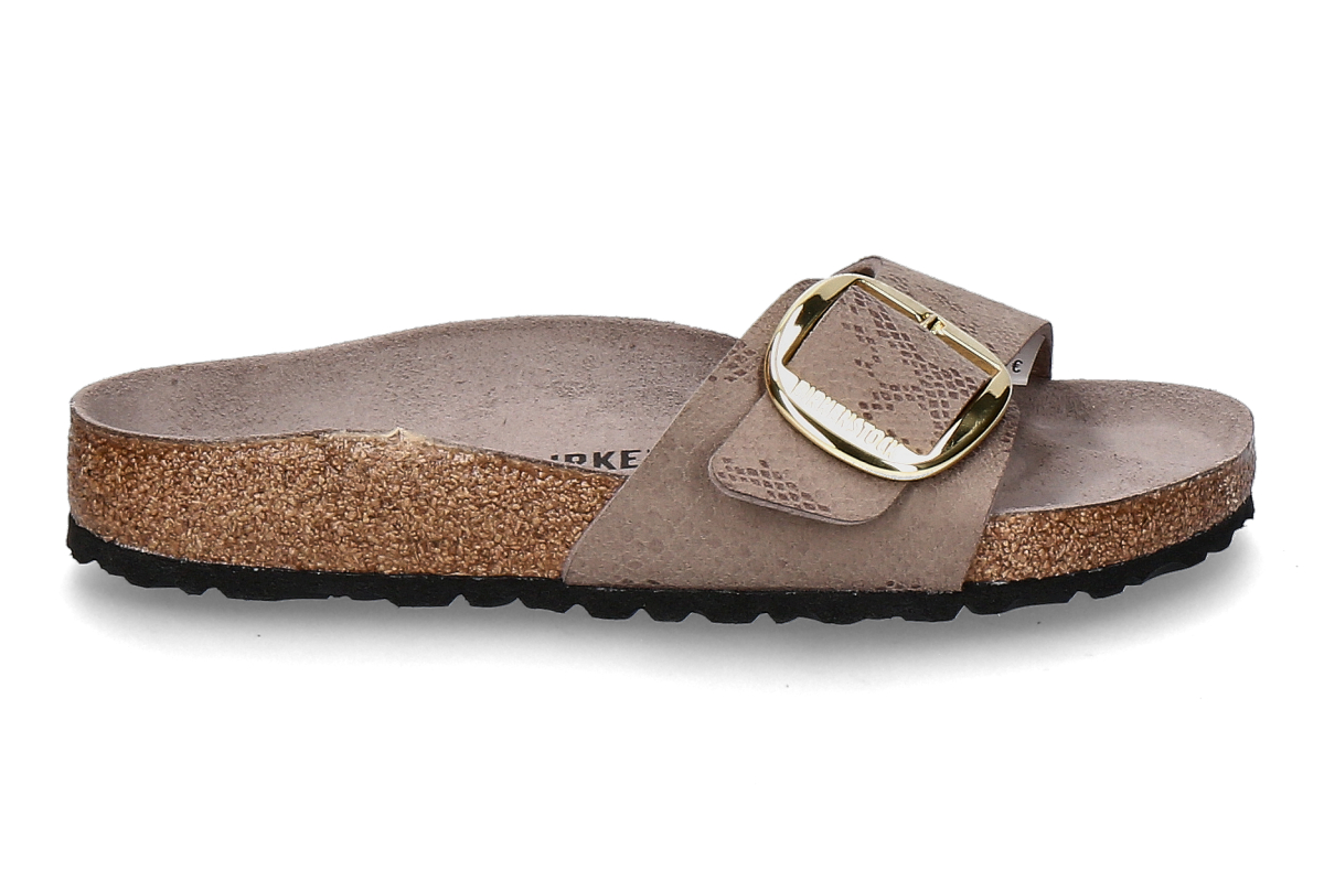 Birkenstock Damen- Pantolette MADRID NORMAL BIG BUCKLE- python gray taupe