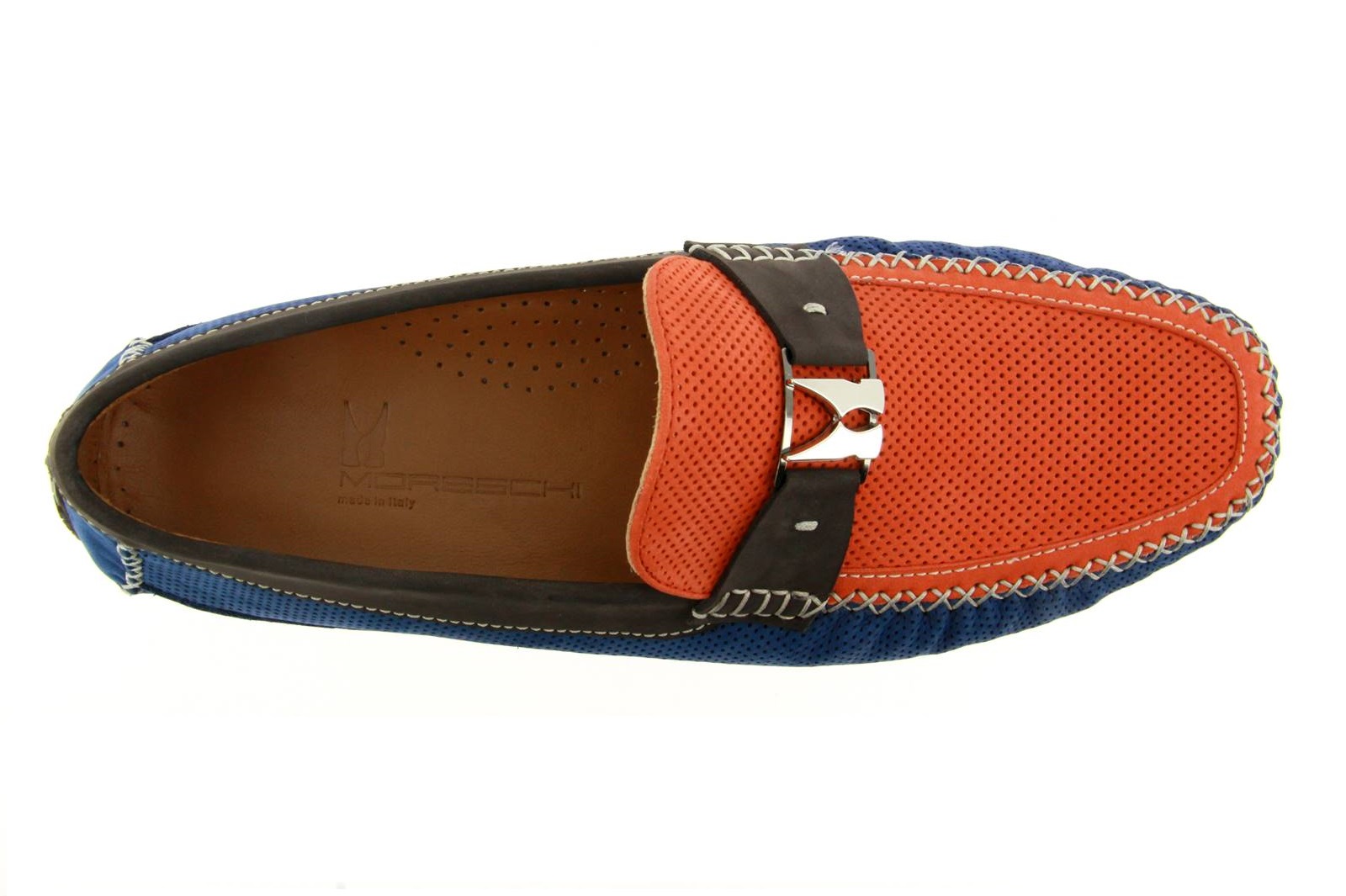 Moreschi Mokassin NUBUK BLU ORANGE DARK BROWN (42½)