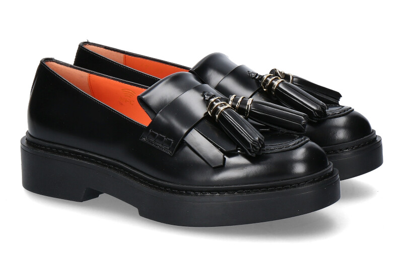 Santoni Damen- Loafer TASSEL NERO- schwarz 