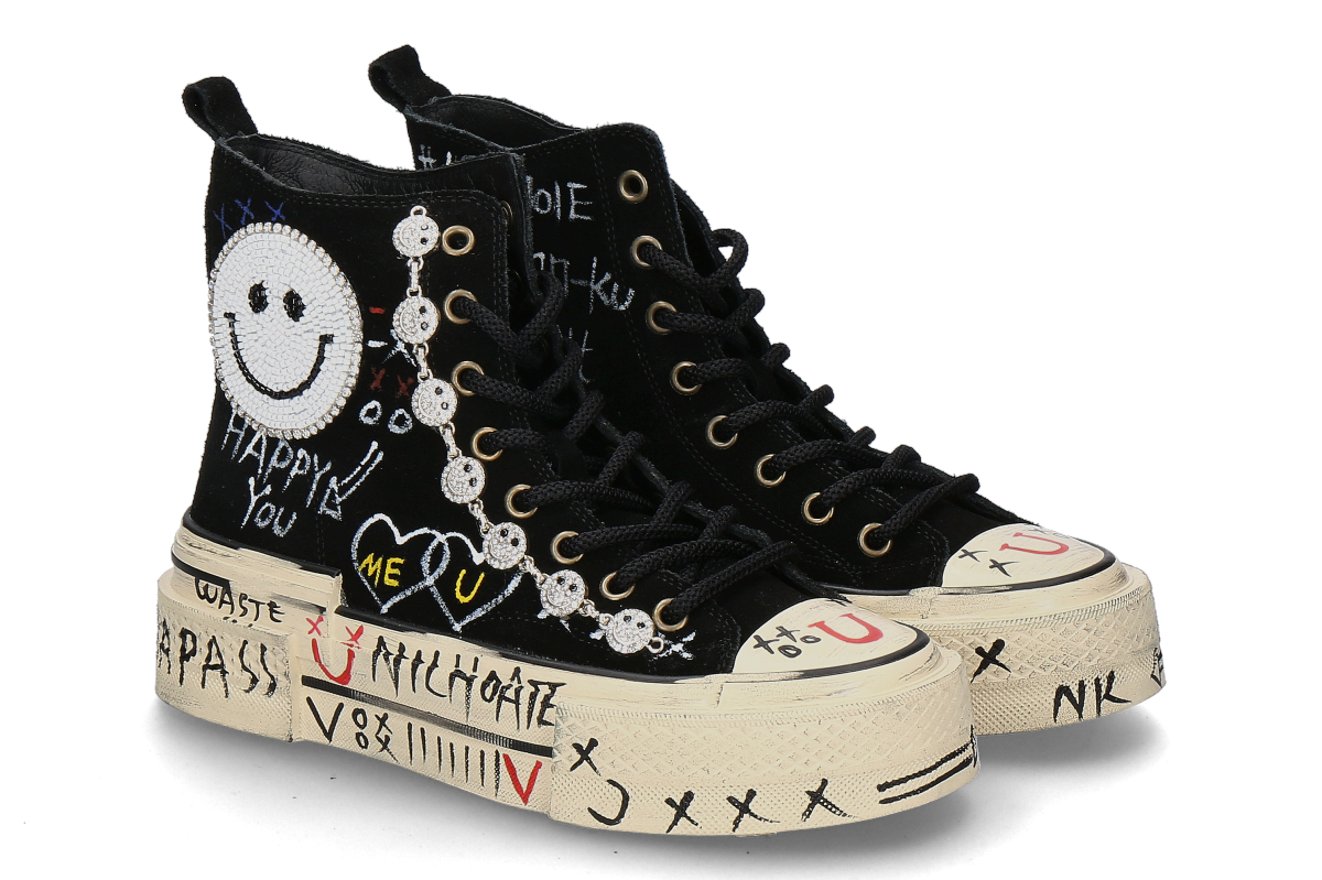 Nan-Ku Couture High Top Sneaker VELOUR- nero/ schwarz