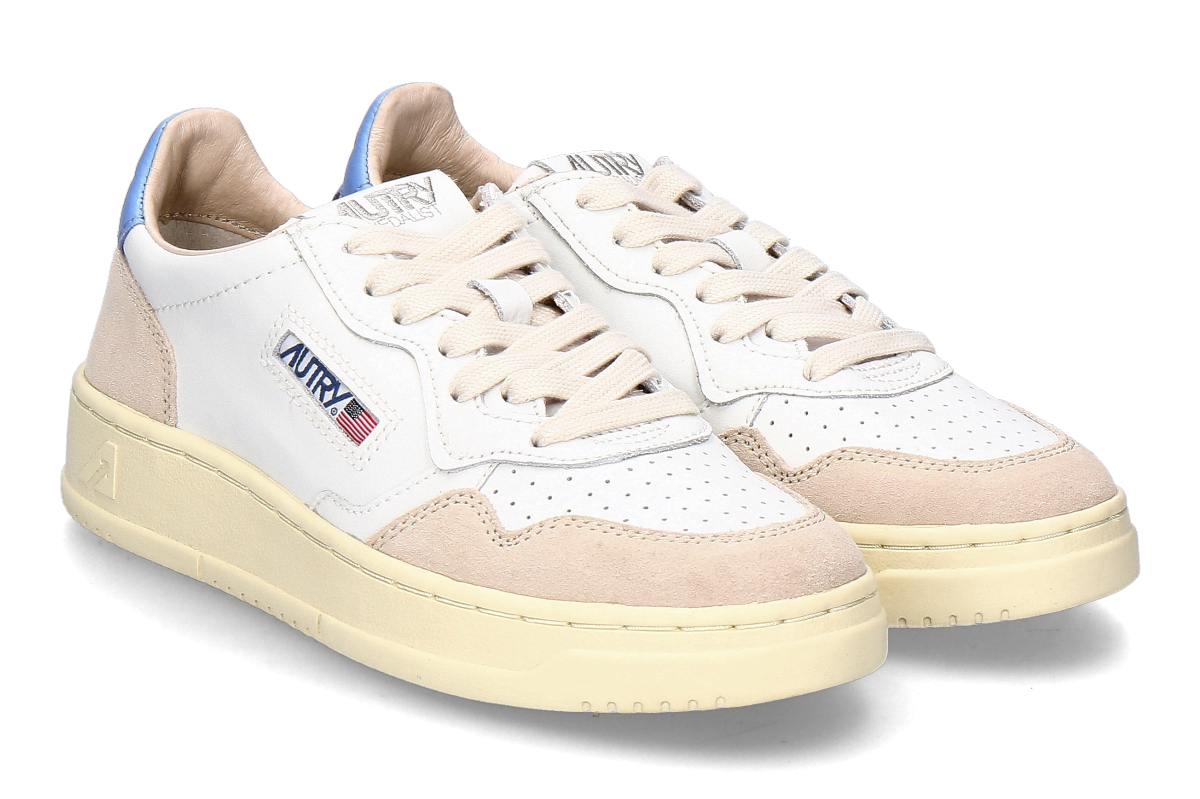 Autry Damen-Sneaker MEDALIST LEATHER SUEDE LS04- white/ robbia blue
