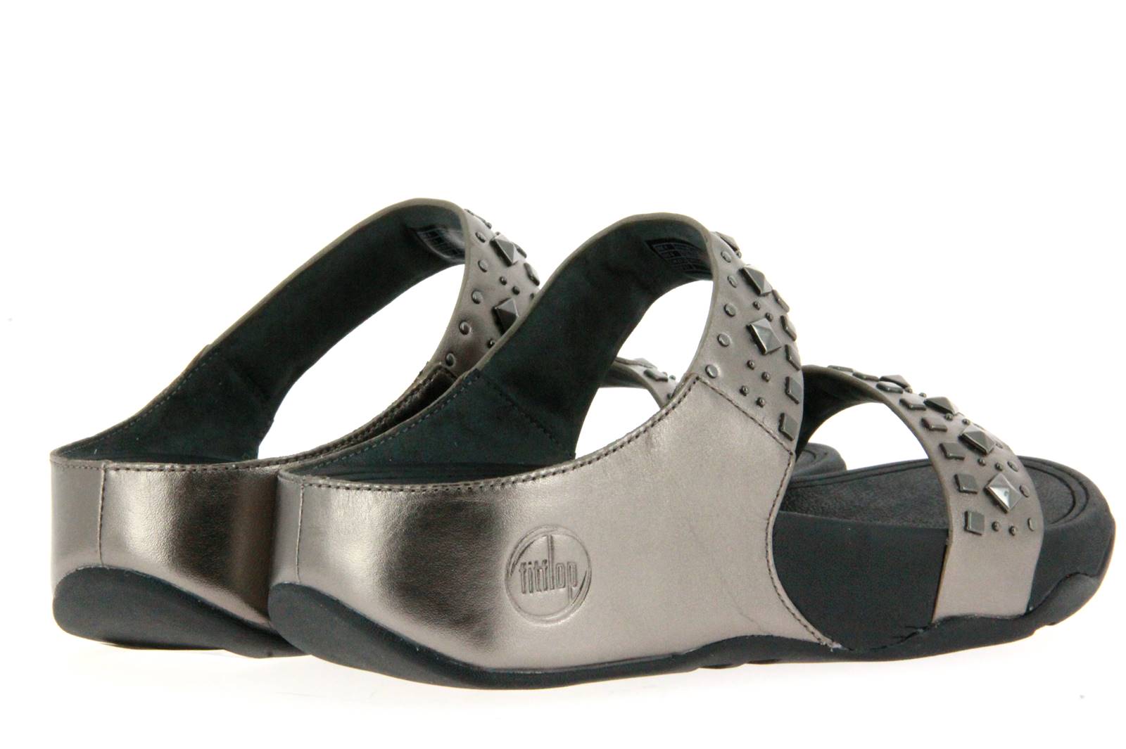 Fitflop Pantolette BIKER CHIC SLIDE PEWTER (39)