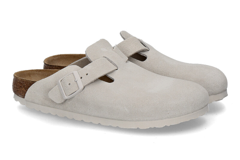 Birkenstock Clogs BOSTON SCHMAL MODERN SUEDE- antique white