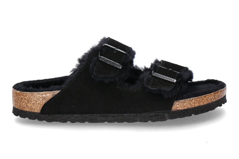 Birkenstock Pantolette gefüttert ARIZONA SCHMAL FUR BLACK (42)