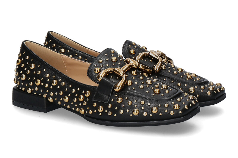 Alma en pena Loafer 175 BLACK GOLDEN DOTS- schwarz/ gold