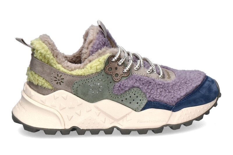 Flower Mountain Damen- Sneaker gefüttert KOTETSU SUEDE TEDDY- violett/ lime