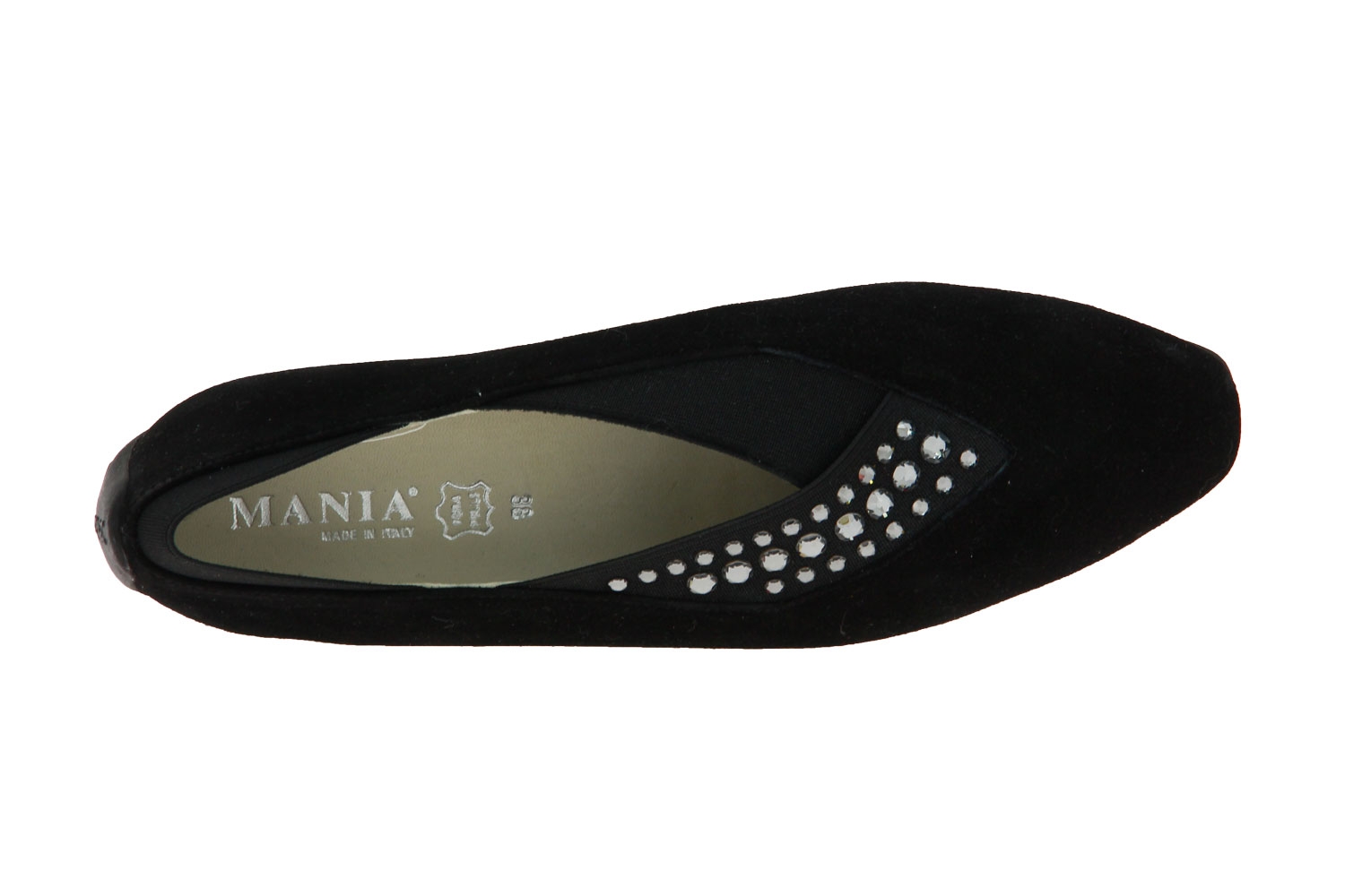 Mania Slipper CAMOSCIO NERO ELASTICO NERO STRASS SILVER (38)