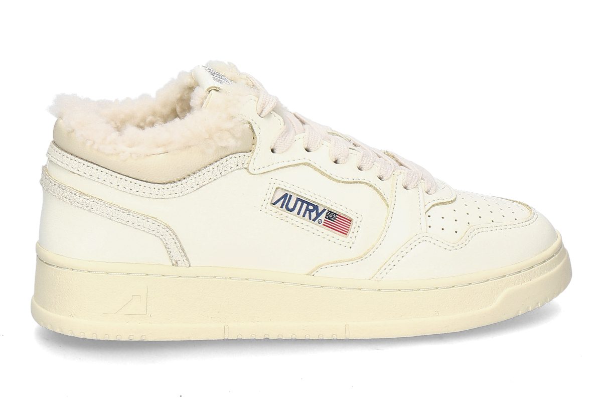 Autry Damen-Sneaker gefüttert MED-WAY LEATHER/CRACK/SHEARLING KX13- white/marsh
