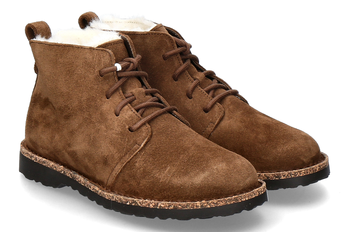 Birkenstock Damen- Schnürbootie gefüttert UPPSALA SCHMAL SHEARLING- dark tea/ braun