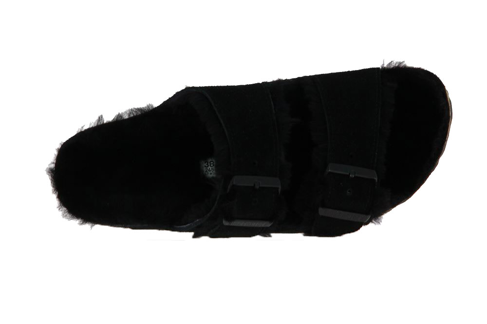 Birkenstock Pantolette gefüttert ARIZONA SCHMAL FUR BLACK