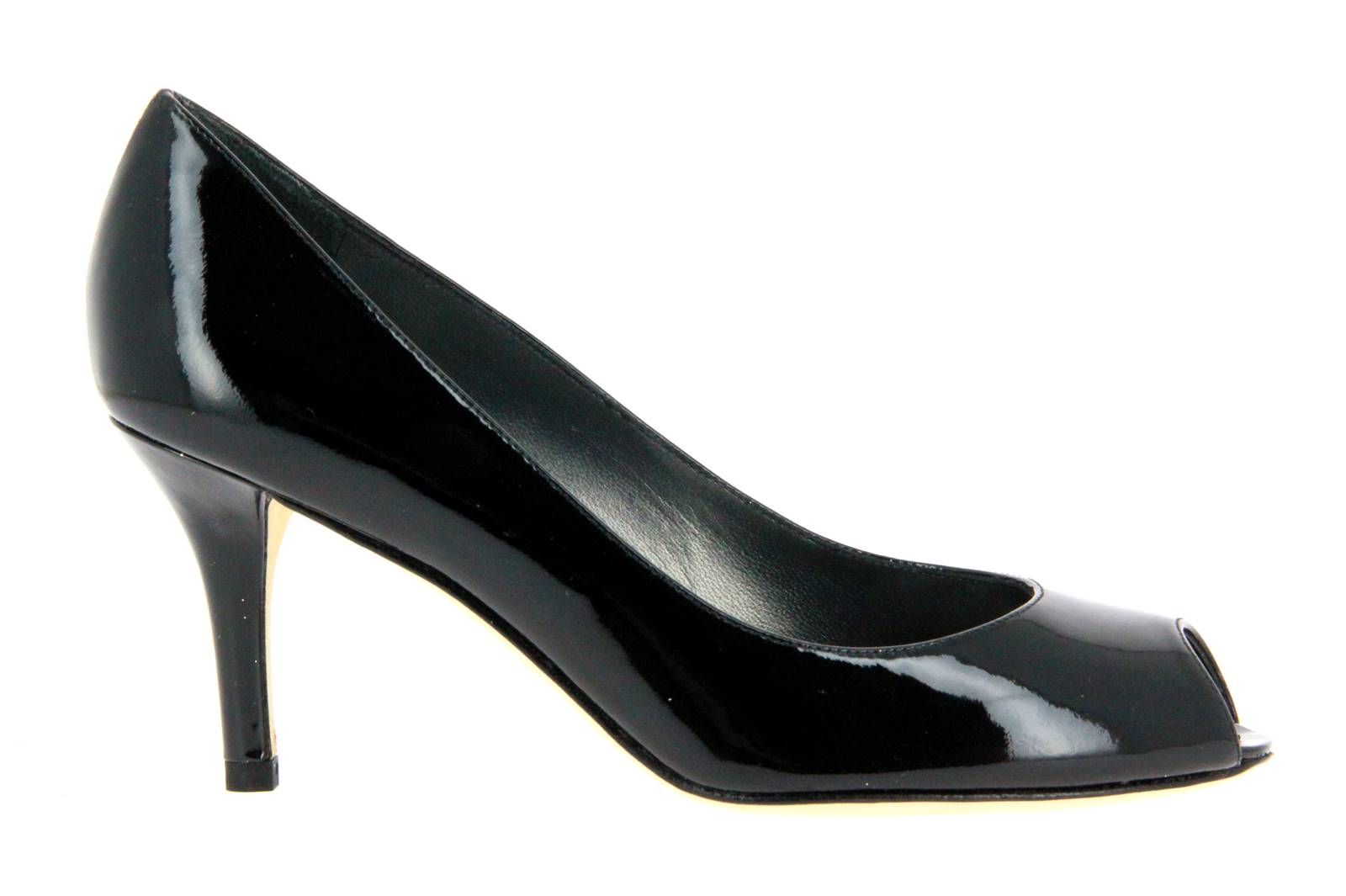 Stuart Weitzman Peeptoe POLLY BLACK PATENT (39½)