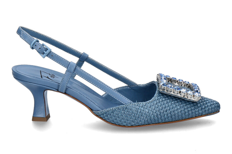 Roberto Festa Slingpumps STEFI Raffia Nappa Jeansblau