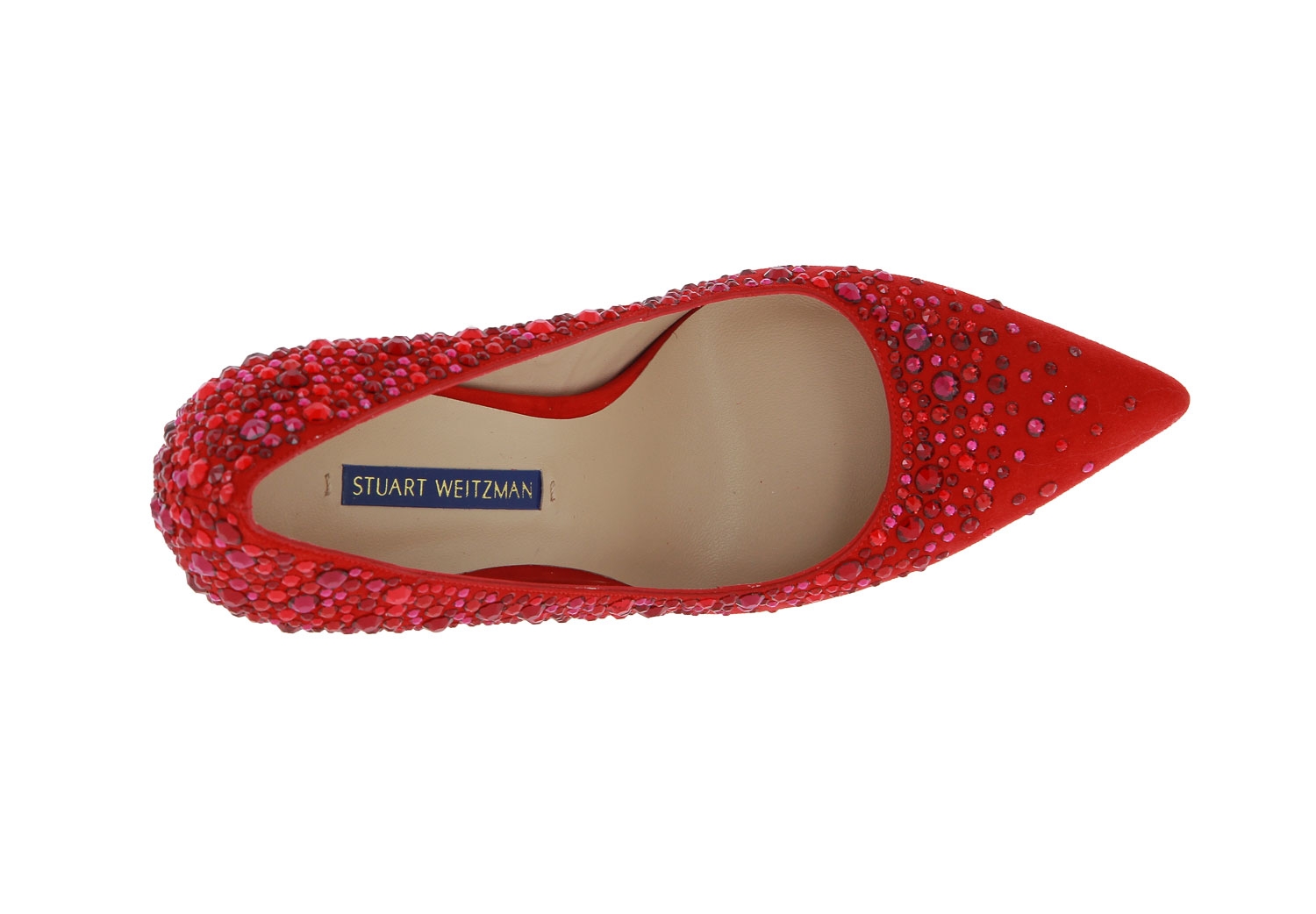 Stuart Weitzman Pumps LALAINA 95 FOLLOWME RED SUEDE CRYSTAL (38)