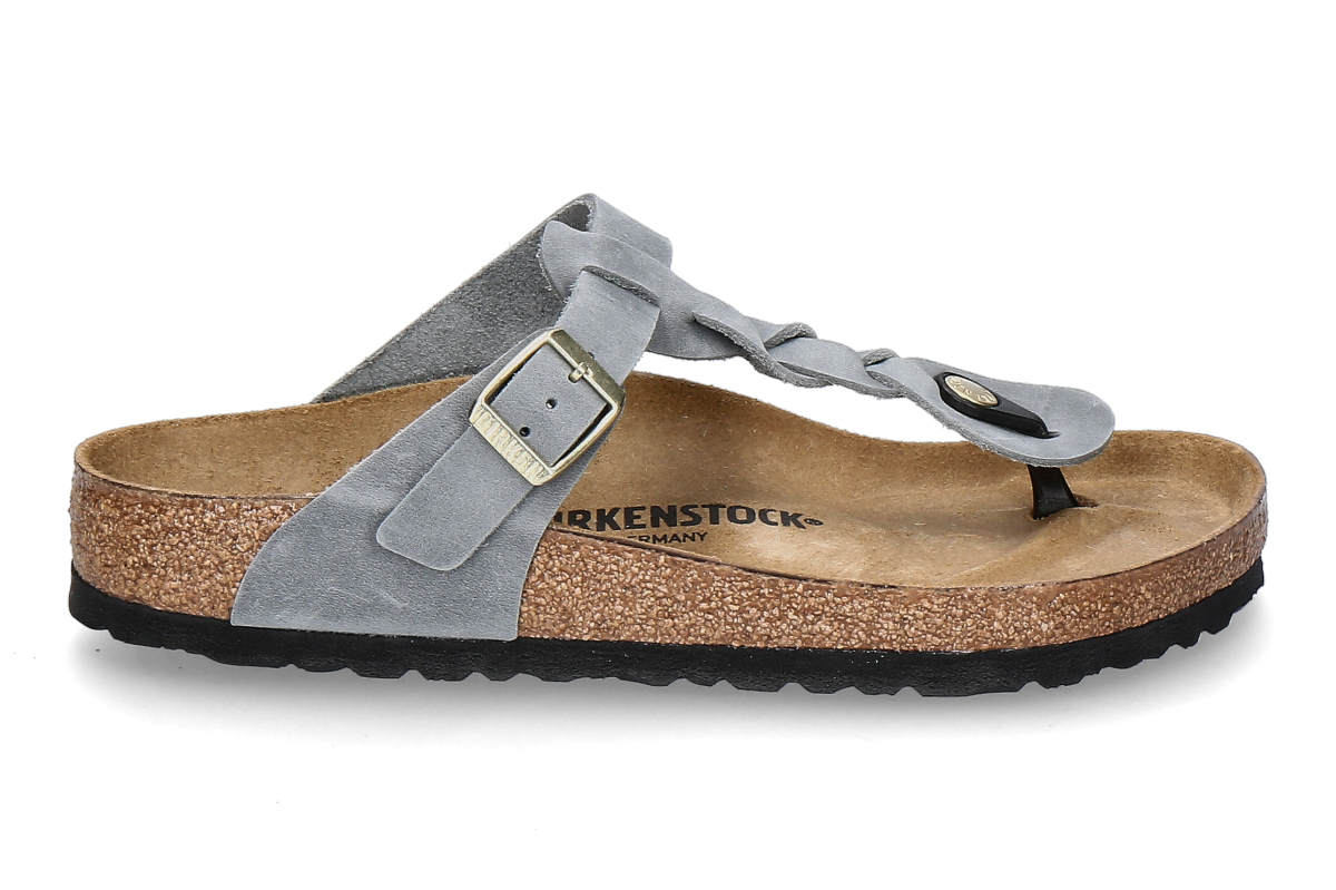 Birkenstock Damen- Zehensteg Pantolette GIZEH BRAIDED NORMAL- grau/ basalt gray