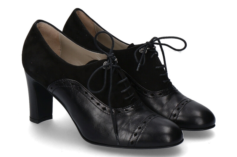 Dirndl + Bua Schnürpumps ZIEGENNAPPA -VELOUR SCHWARZ (40½)