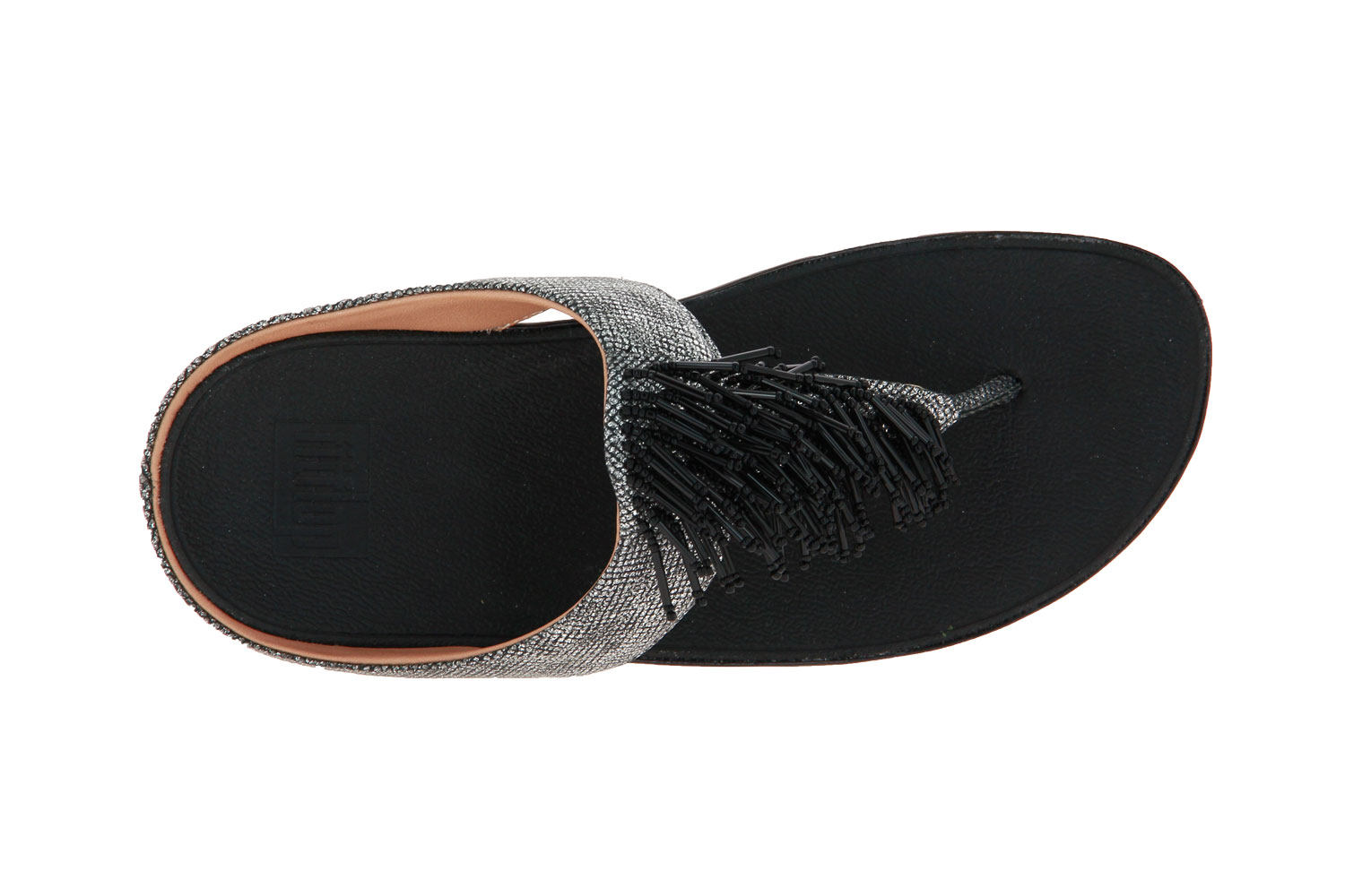 Fitflop Pantolette CHA CHA TOE THONG BLACK SHIMMER PRINT (37 )