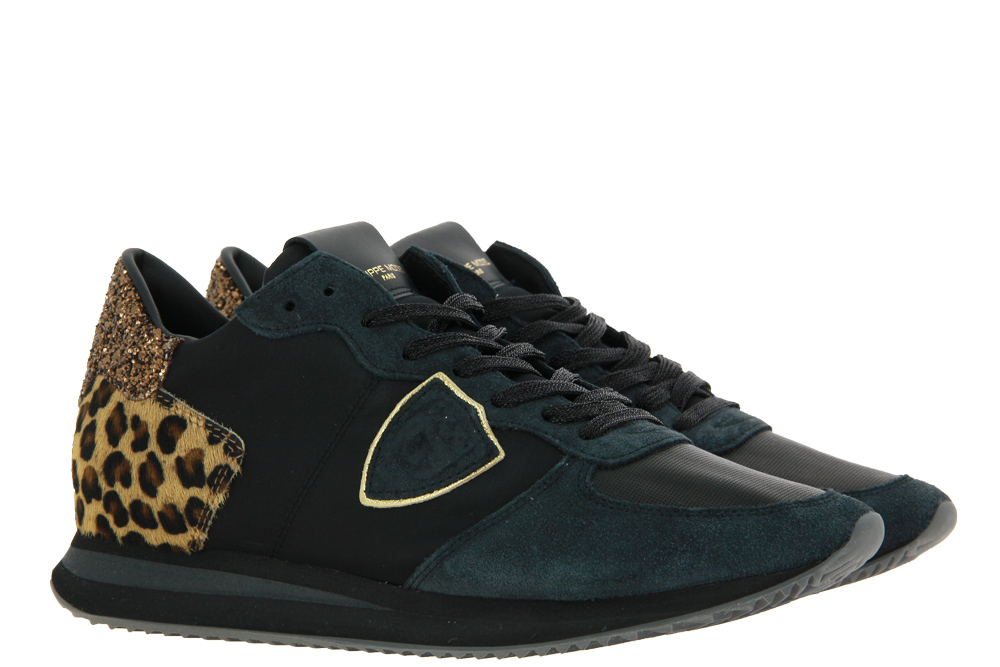 Philippe Model Sneaker TROPEZ LOW WOMAN LEO MIXAGE NOIR BEIGE