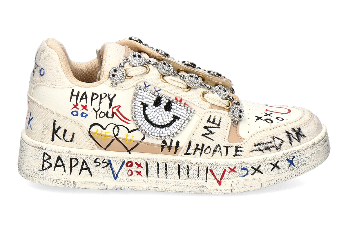 Nan-Ku Couture High Top Sneaker SKATER SMILEY - beige/weiß Nan-Ku Couture High Top Sneaker SKATER SMILEY - beige/weiß