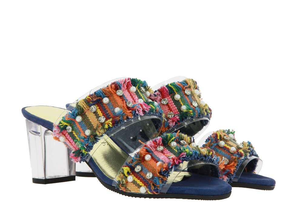 Azuree Cannes Pantolette MERRA VELOURS OCEAN GALON MULTI