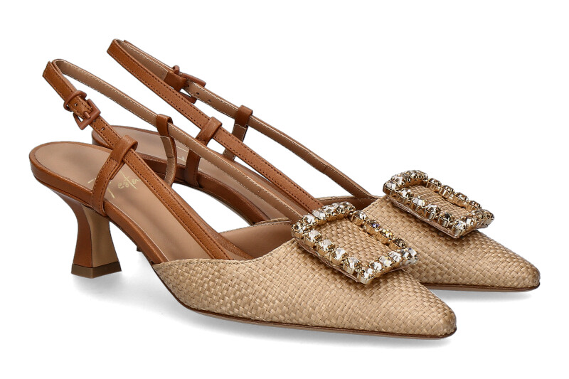Roberto Festa Slingpumps STEFI RAFFIA CAMMELLO NAPPA CUOIO