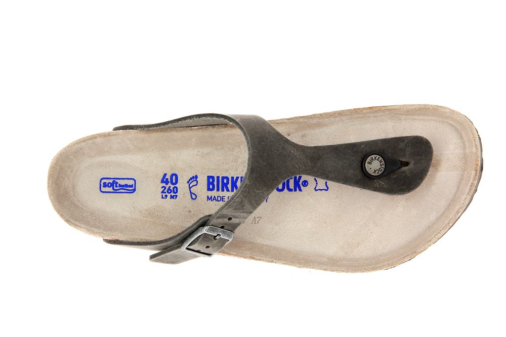 Birkenstock Pantolette GIZEH NORMAL NUBUKLEDER IRON (45)