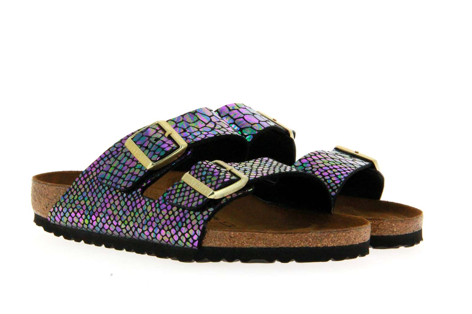 Birkenstock Pantolette ARIZONA NORMAL SHINY SNAKE BLACK MULTICOLOR  (42)