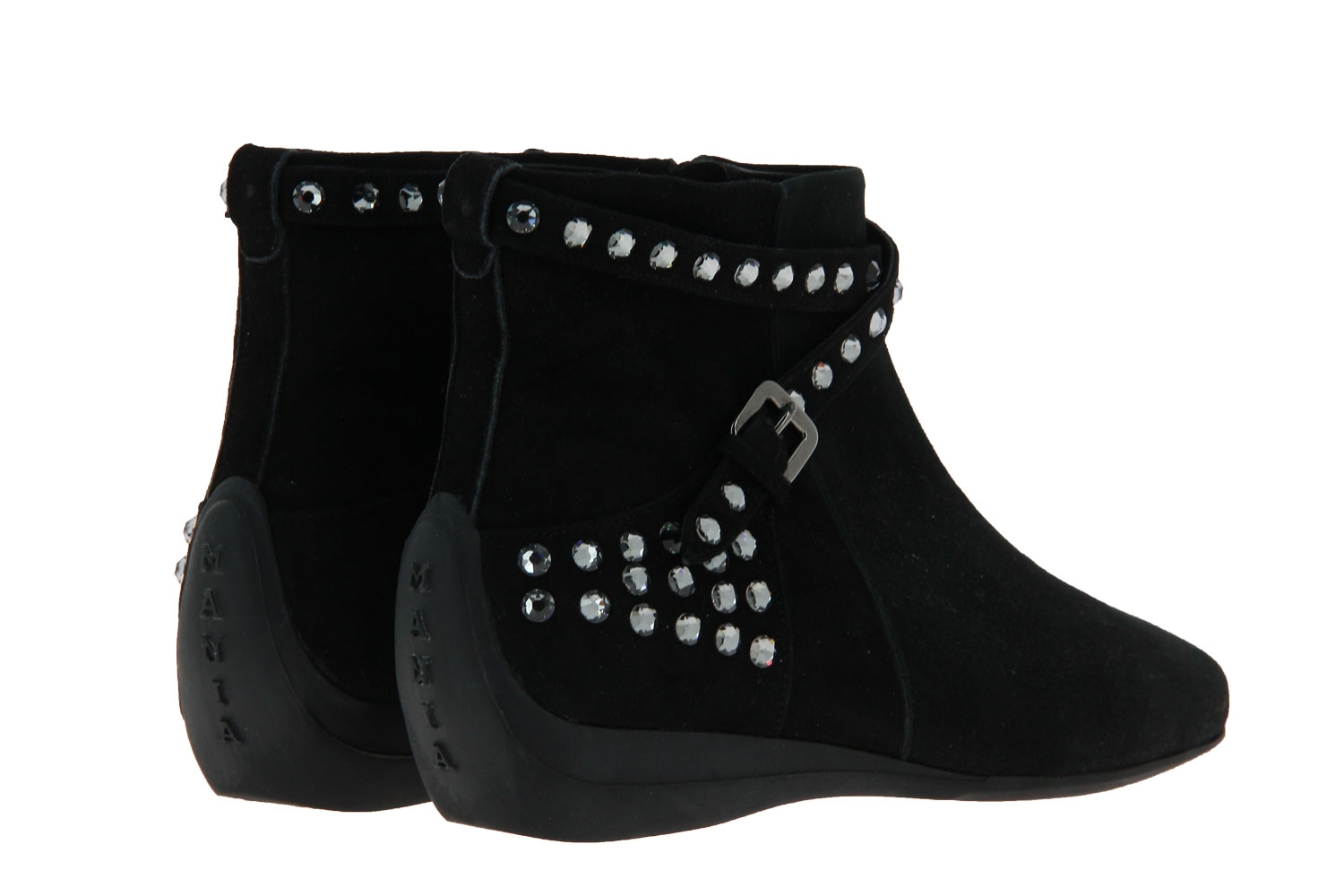 Mania Stiefelette gefüttert CAMOSCIO NERO STRASS SILVER (38)
