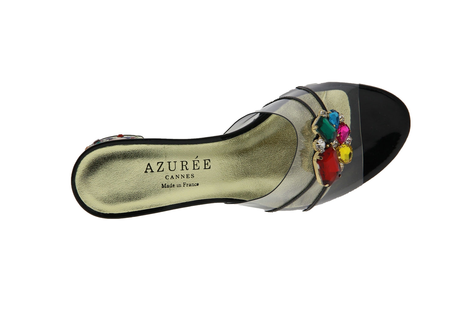 Azuree Cannes Pantolette NADORI9AM VERNIS NOIR MOTIF MULTI (36½)