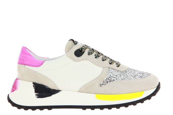 Meliné Sneaker GLITTER ARGENTO BIANCO PAINT FUXIA (39)