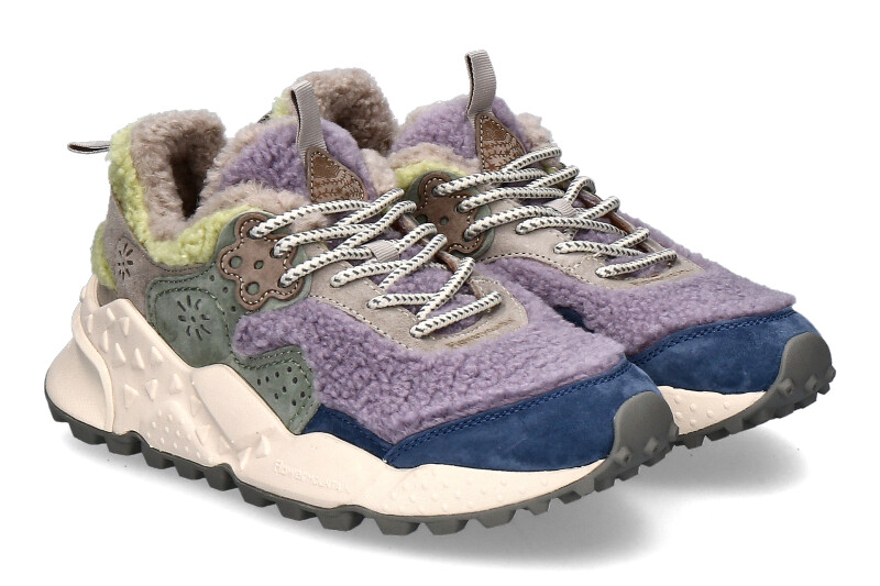 Flower Mountain Damen- Sneaker gefüttert KOTETSU SUEDE TEDDY- violett/ lime