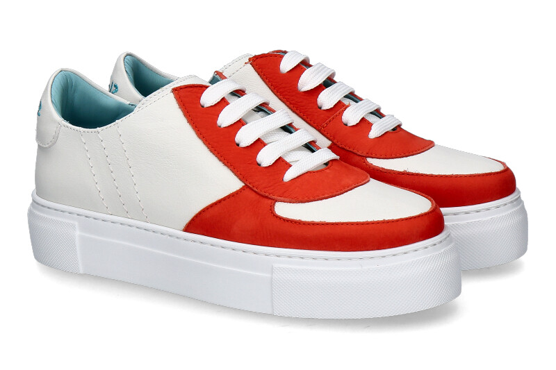 Fifty-12 by Thierry Rabotin Sneaker ALBENGA NAPPA NABUK- coral red/offwhite