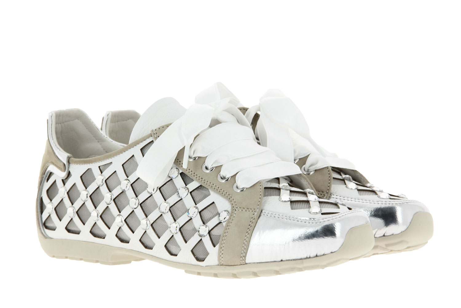 Mania Schnürer CAMOSCIO DESSERT BIANCO ARGENTO (41)