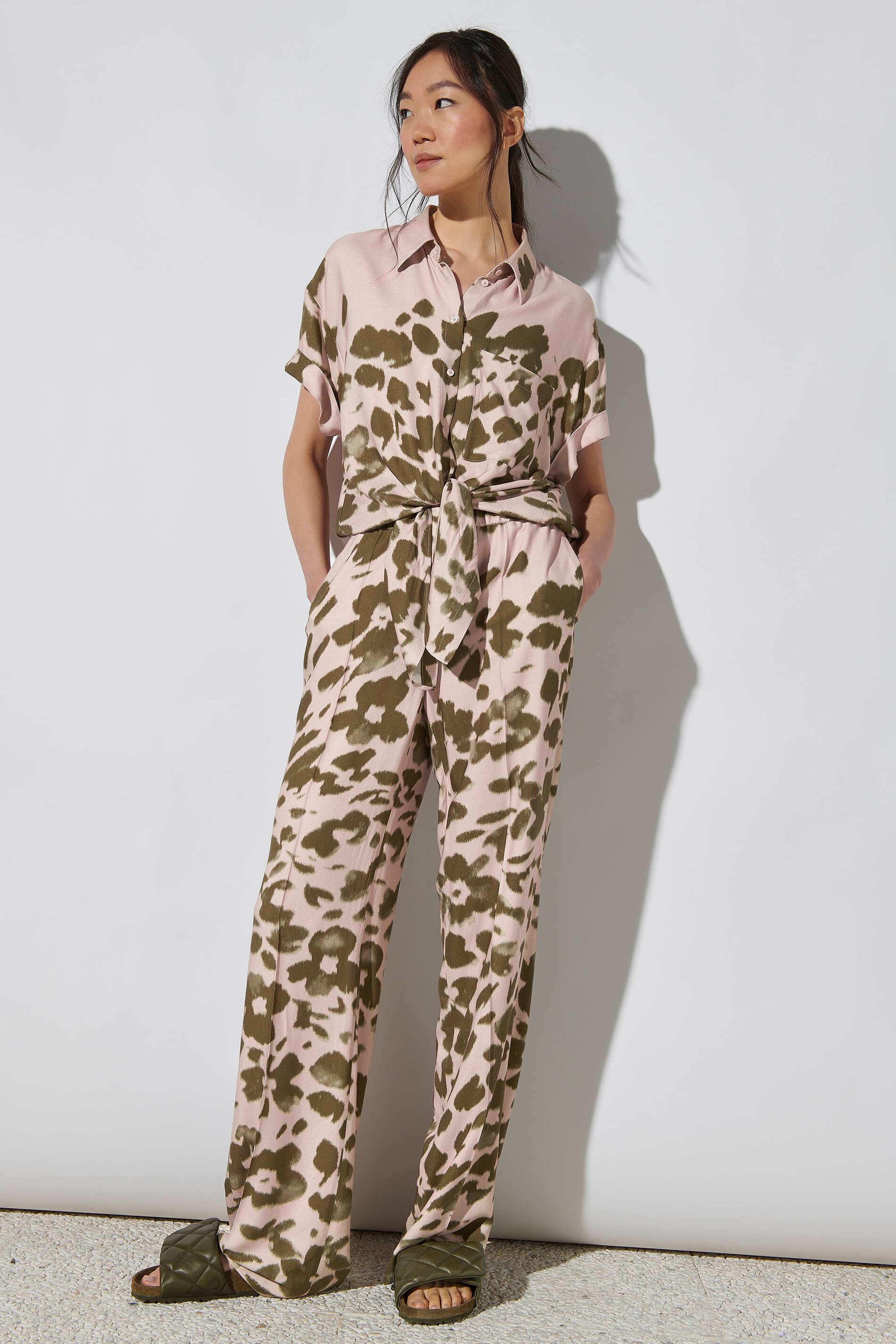 Luisa Cerano Hose PANTALON - dusty blush/khaki/multi