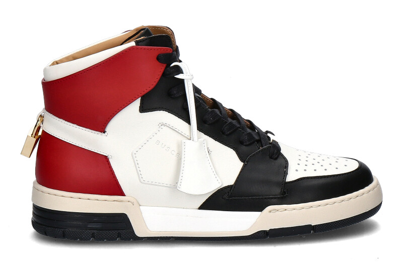 Buscemi Sneaker AIR JON HIGH VITELLO WHITE BLACK RED