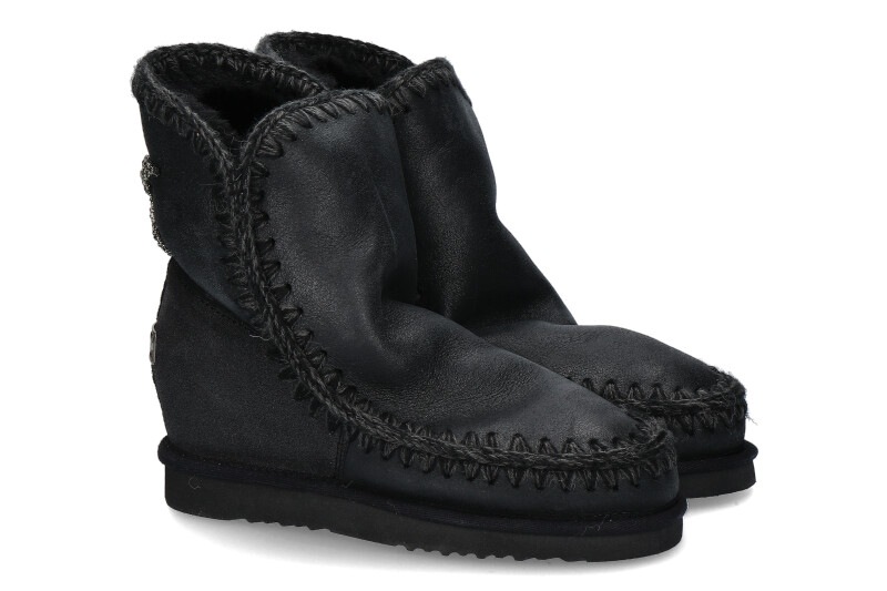 MOU Boots WEDGE BACK STAR PATCH CRACKED BLACK GREY (39)