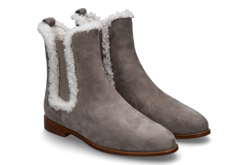 Unützer Stiefelette warmgefüttert CAMOSCIO ELEPHANTE AGNELLO LATTE
