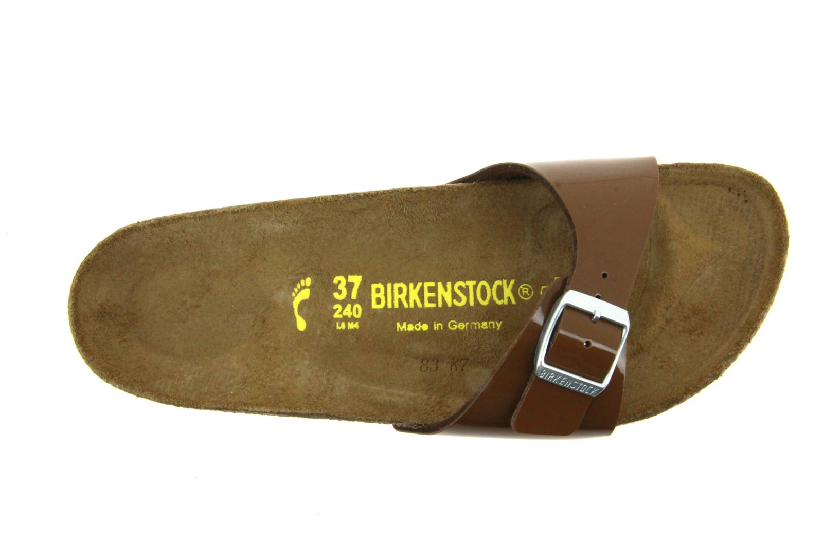 Birkenstock Pantolette MADRID SCHMAL BIRKO-FLOR LACK BISON BROWN (35)