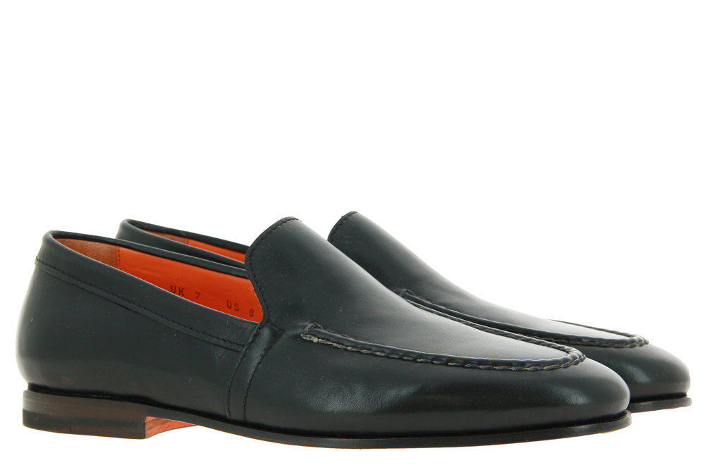 Santoni Slipper LEATHER BLACK NAPPA