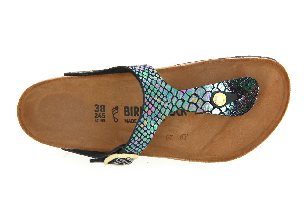 Birkenstock Pantolette GIZEH NORMAL SHINY SNAKE BLACK MULTI (39)