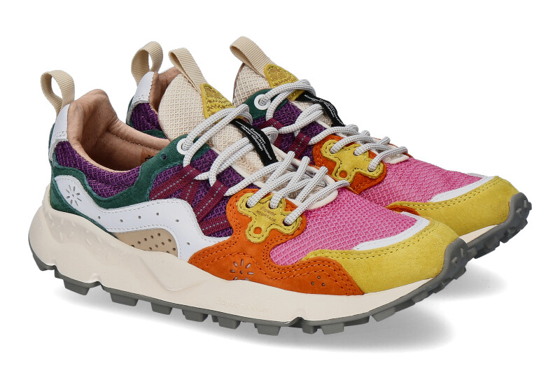 Flower Mountain Sneaker YAMANO 3 WOMAN SUEDE MESH JELLOW FUXIA