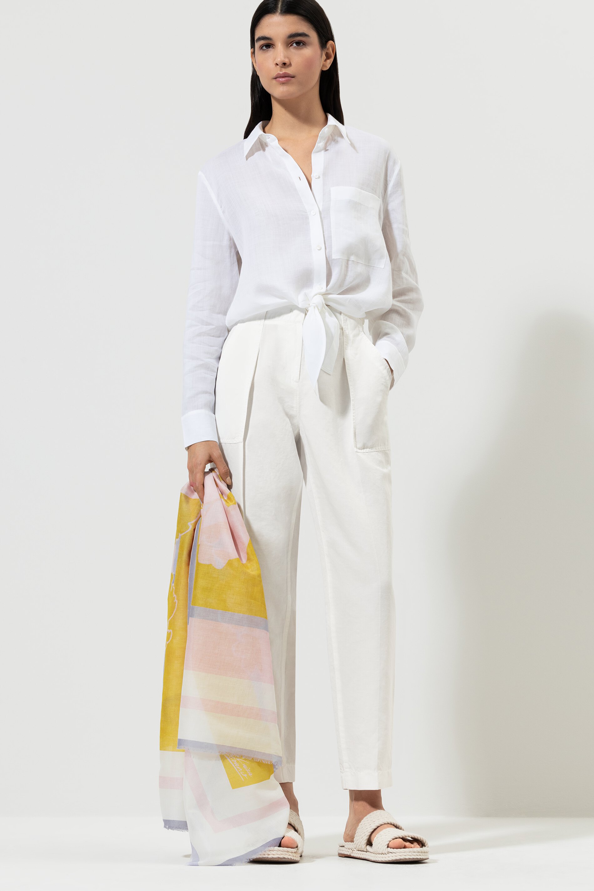 Luisa Cerano Tuch SCARF BLOSSOM - dusty blush/acid yellow/multi