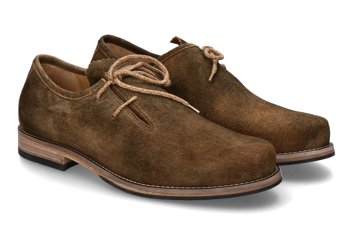 Dirndl + bua Herren- Haferlschuh ANTIKBOCK- bisam/ braun- grün